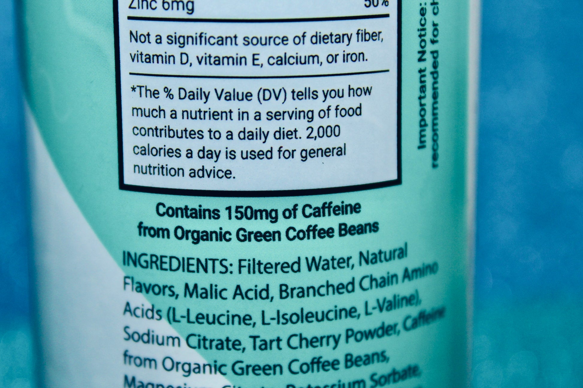 less than 200 mg of natural caffeine